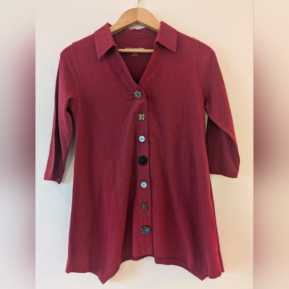 Soft Surroundings red top 100% cotton size XS